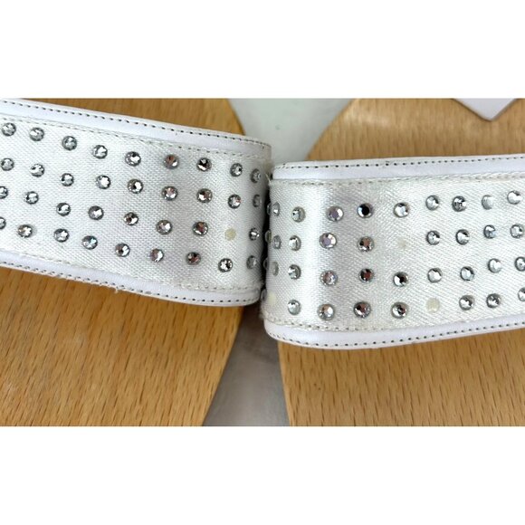 White Nasma Womens Rhinestone Studded Heeled Sandals Size 9.5 - Picture 5 of 13